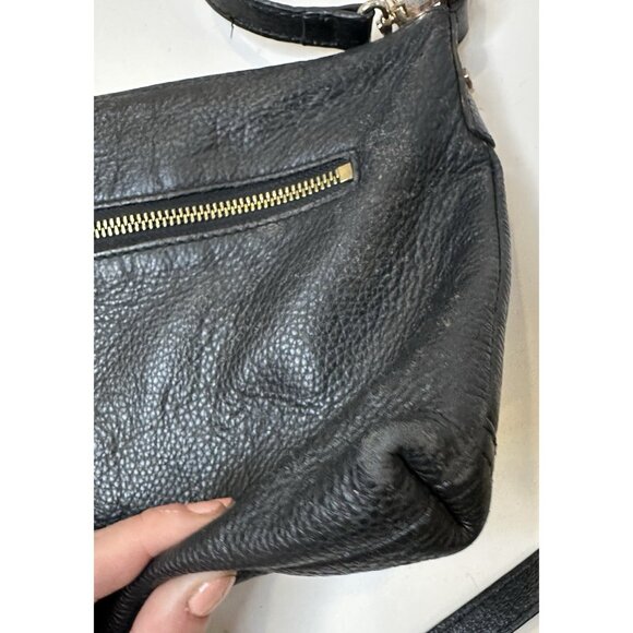 Tory Burch Crossbody Leather Bag Black Gold Logos Zipper Limited Edition - Picture 8 of 9